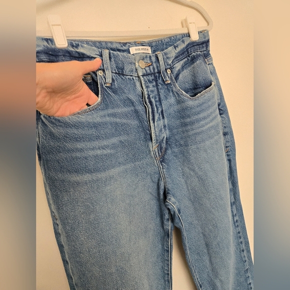 Good American Good Boy Button Fly Frayed Hem Blue Jeans | sizr - Picture 2 of 8